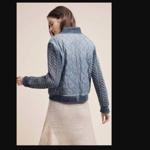 Cloth & Stone Quilted Denim Jean Chambray Bomber - Picture 4 of 8